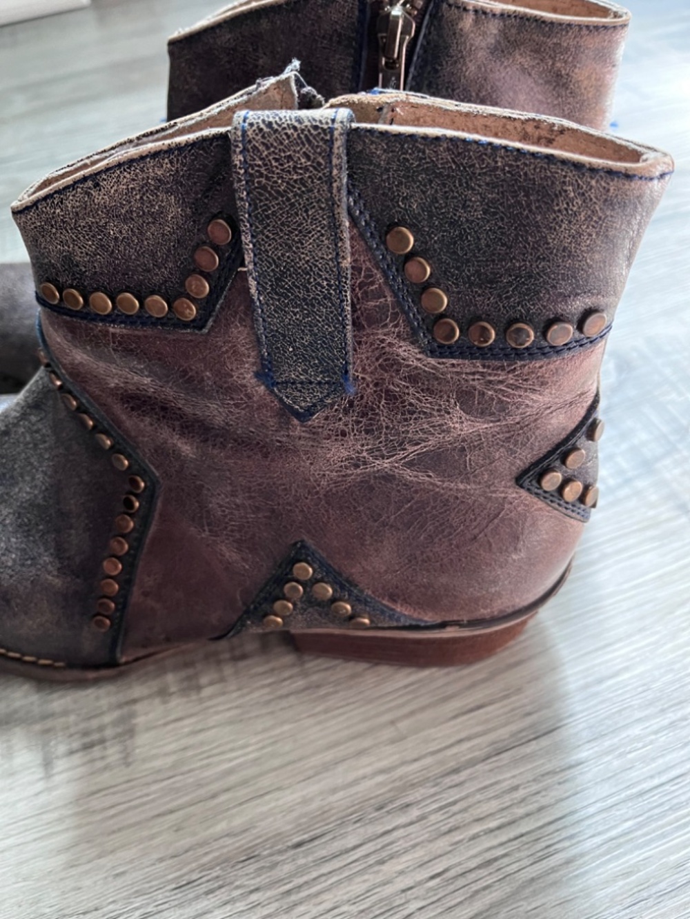 Circle G by Corral Leather Ankle Booties Star Inlay Studded Women's 12 - Picture 4 of 13